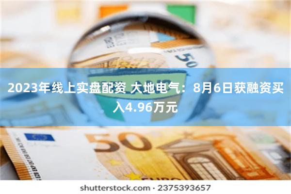 2023年线上实盘配资 大地电气：8月6日获融资买入4.96万元